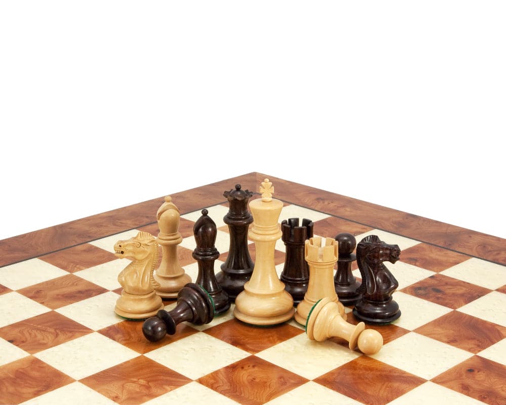 Sicilian Rosewood and Briarwood Luxury Chess Set with Handmade Italian Board