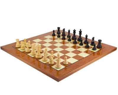 Gran juego de ajedrez Cheltenham de ébano y madera de raíz
