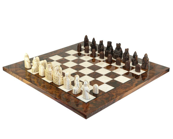 Juego De Ajedrez 'Isle Of Lewis' Edición Roja - Réplicas Detalladas En Resina, 4 Reinas, Altura Rey 8.3 Cm
