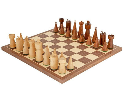 Juego de ajedrez Art Decó en nogal