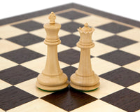 Victoria Ebonised Wenge Tournament Chess Set featuring 3.75 inch king and queen on wenge and birch wood board.