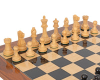 Juego de ajedrez Supreme de ébano con caja de madera de raíz