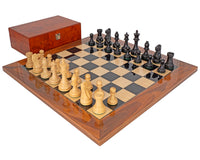 Juego de ajedrez Supreme de ébano con caja de madera de raíz