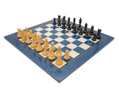Juego de ajedrez Serie Oxford en arce negro y azul