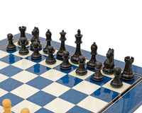 Juego de ajedrez Serie Oxford en arce negro y azul