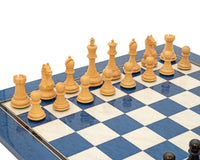 Juego de ajedrez Serie Oxford en arce negro y azul