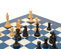 Juego de ajedrez Serie Oxford en arce negro y azul