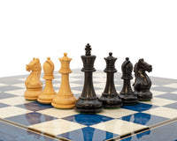 Juego de ajedrez Serie Oxford en arce negro y azul