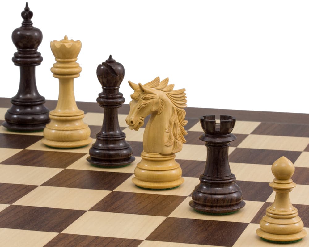 The Dubliner Montgoy Luxury Grand Chess Set with hand-carved polished pieces and 23.6 inch board made of real rosewood, boxwood, and palisander.