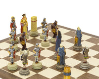 Hand Painted Romans vs Arabs Chess Set on 15.75 inch Spanish Board Featuring Exquisite Detail and Craftsmanship