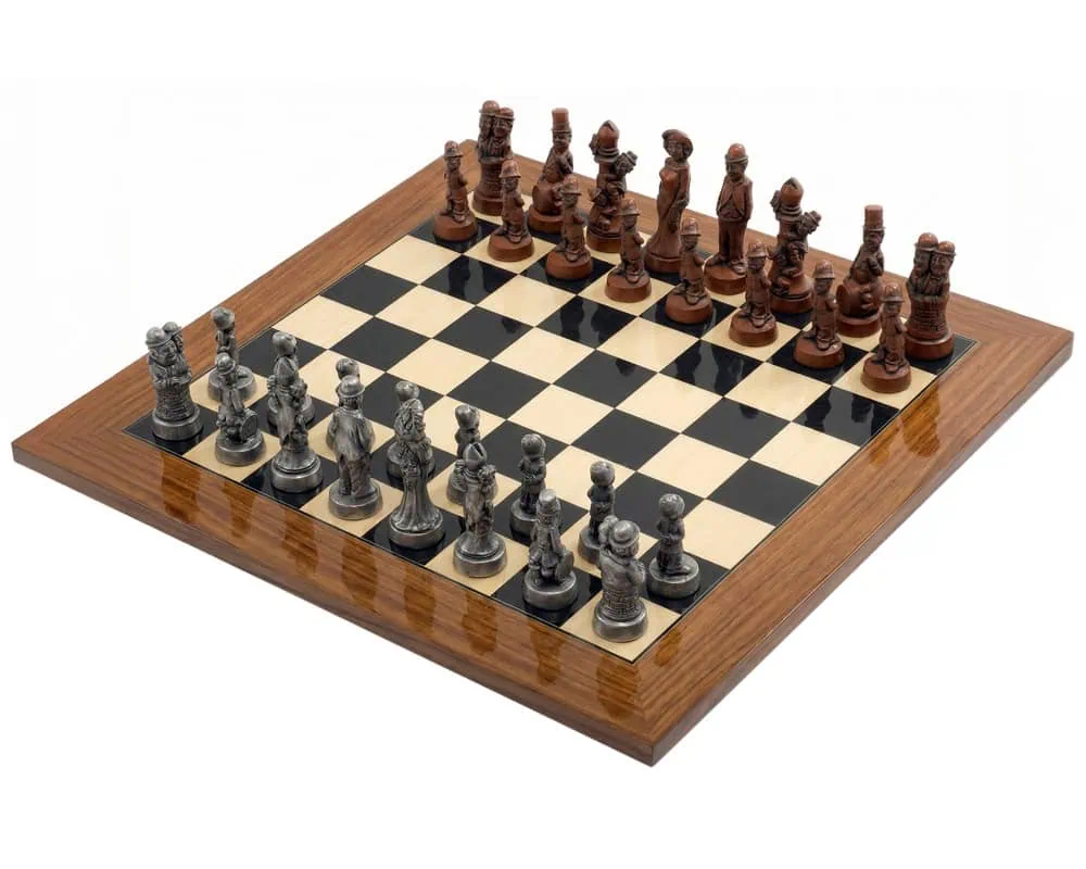 Juego de ajedrez de gran tamaño de palisandro y metal con estrellas de la película Berkeley Chess