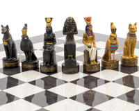 Juego de ajedrez de lujo con temática del Antiguo Egipto, pintado a mano y con acabado en carbón por Italfama