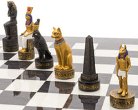 Juego de ajedrez de lujo con temática del Antiguo Egipto, pintado a mano y con acabado en carbón por Italfama