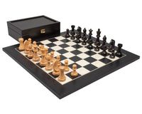 Caballo "Down Head" y juego de ajedrez negro de lujo con estuche para piezas de ajedrez