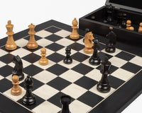 Caballo "Down Head" y juego de ajedrez negro de lujo con estuche para piezas de ajedrez