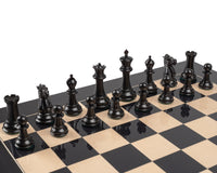 Reproducción de 1849 del juego de ajedrez Staunton en ébano y anegre negro de lujo