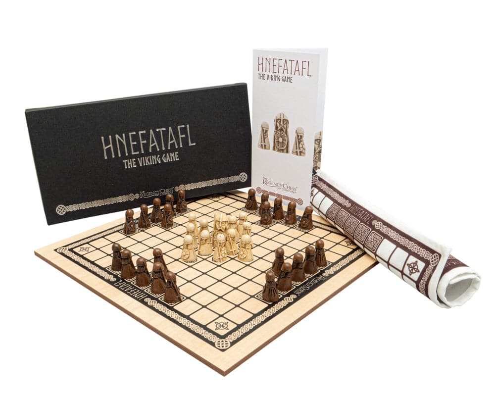 Hnefatafl The Viking Game Deluxe Edition with mahogany board and playing pieces displayed