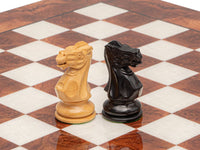 Highgrove Briarwood and Black Luxury Chess Set knight pieces on elm and briarwood chessboard
