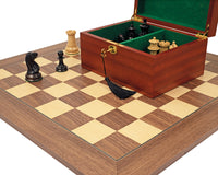 Juego de ajedrez Staunton de lujo, reproducción de 1851 en ébano y nogal