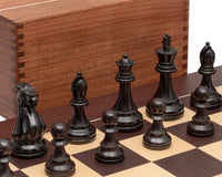 Juego de ajedrez Staunton de competición, negro y wengué, con estuche para piezas de ajedrez