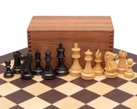 Juego de ajedrez Staunton de competición, negro y wengué, con estuche para piezas de ajedrez