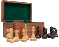 Juego de ajedrez Staunton de competición, negro y wengué, con estuche para piezas de ajedrez