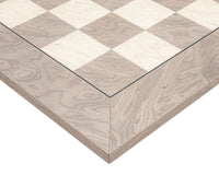 Atlantic chess set board featuring a stunning combination of grey ash burl and maple with polished finish and 2.17 inch playing squares.