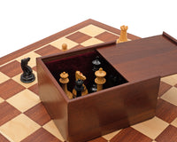 Juego de ajedrez de lujo — Edición limitada 1850 London en ébano y caoba, con estuche para piezas de ajedrez y reloj de ajedrez