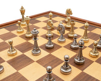 Juego de ajedrez Finnesburgh en metal y caoba de lujo