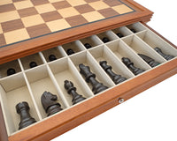 Juego de ajedrez Down Head negro y caoba con gabinete