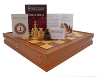 Juego de ajedrez de lujo Regency Chess Isla de Lewis con armario con marco de caoba
