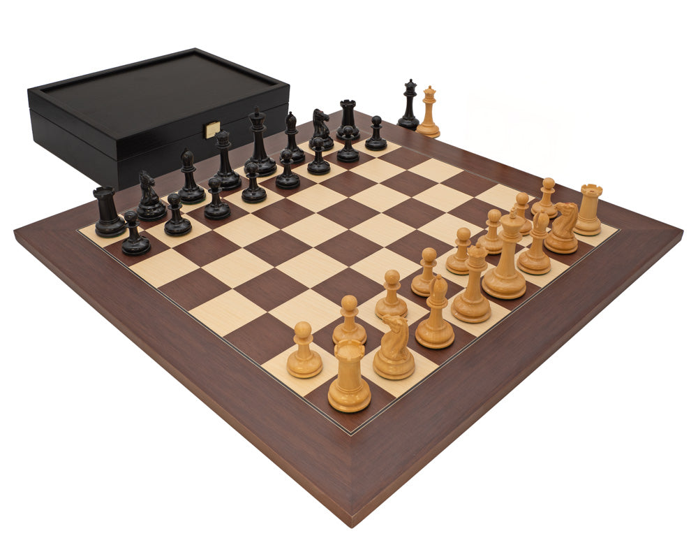 Juego de ajedrez Harrwitz Black y Mongoy con estuche para piezas de ajedrez