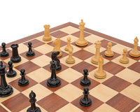 Juego de ajedrez Edición JJ Cooke en negro y caoba, con estuche para piezas de ajedrez y reloj de ajedrez