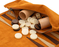 Juego de Backgammon de Viaje Enrollable de Ante Manopoulos - Canela