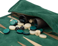 Manopoulos — Juego de Backgammon enrollable de ante para viaje - Verde