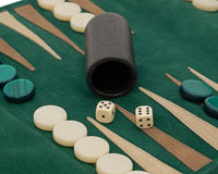 Manopoulos — Juego de Backgammon enrollable de ante para viaje - Verde