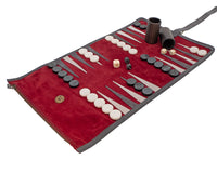 Manopoulos Juego de Backgammon enrollable de viaje en gamuza - Burdeos